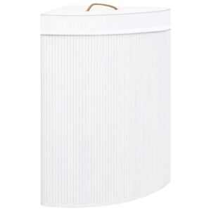 VidaXL Bamboo Corner Laundry Basket White 60 L