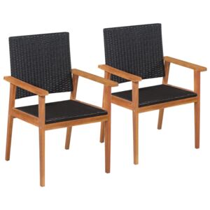 VidaXL Outdoor Chairs 2 pcs Poly Rattan Black and Brown
