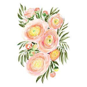 Savanna loose watercolor bouquet, (85 x 128 cm)