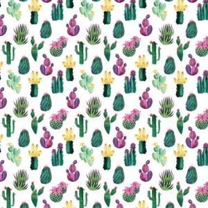 Colorful painterly cacti, (128 x 128 cm)