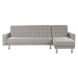Corner Sofa Bed Light Grey Fabric Tufted Upholstery Reversible Chaise Sleeper Sofa Beliani