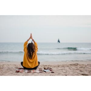 Art Photography practicing yoga at beach, Javier Pardina