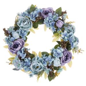 Door Wreath Blue Handmade Decorative Artificial Flower Round 50 cm Table Wall Décor Traditional Rustic Style Beliani