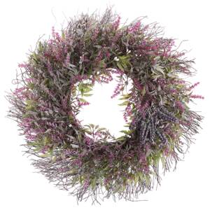Door Wreath Purple Handmade Decorative Artificial Flower Round 50 cm Table Wall Décor Traditional Rustic Style Beliani