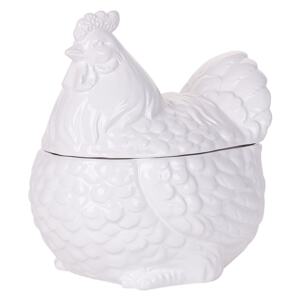 Cookie Jar White Hen Easter Theme Handmade White Finish Food Container Holiday Beliani