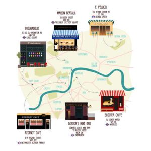 Huntley, Claire - Fine Art Print Map of Unique London Eateries and Bars