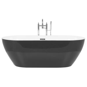 Freestanding Bath Glossy Black Sanitary Acrylic Single 180 x 80 cm Oval Modern Design Beliani