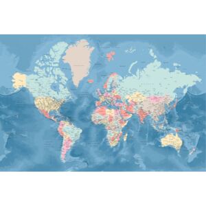 Map Light blue and pastels detailed world map, Blursbyai
