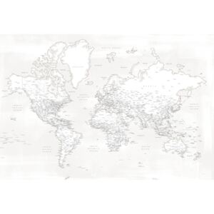 Map Almost white detailed world map, Blursbyai