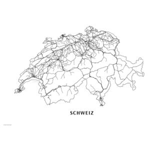 Map Switzerland black & white