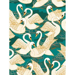 Swans - Turquoise, (96 x 128 cm)