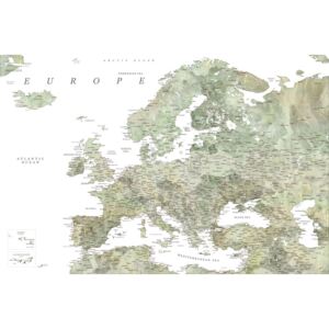 Map Detailed map of Europe in green watercolor, Blursbyai
