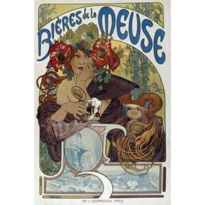 Mucha, Alphonse Marie - Fine Art Print Advertising poster for “” Les bieres de la Meuse”” illustrated by Alphonse Mucha 1898 Paris, Decorative Arts