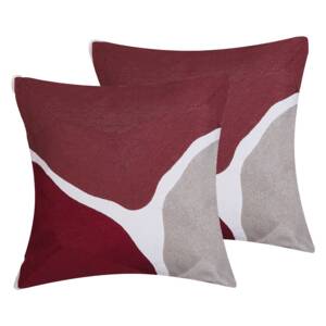 Set of 2 Decorative Cushions Multicolour 45 x 45 cm Abstract Pattern Square Throw Pillow Home Soft Accessory Beliani