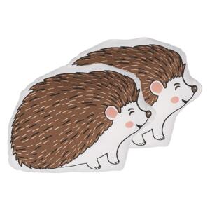 Set of 2 Kids Cushion Brown Cotton Fabric Hedgehog Shaped Pillow with Filling Soft Children's Toy Beliani