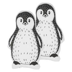 Set of 2 Kids Cushions Black and White Fabric Penguin Shaped Pillow with Filling Soft Childrens' Toy Beliani