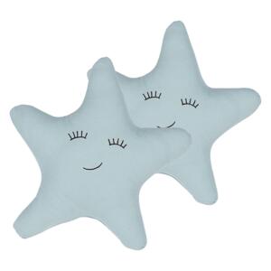 Set of 2 Kids Cushion Blue Fabric Star Shaped Pillow with Filling Soft Childrens' Toy Beliani