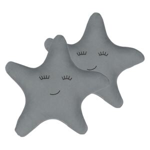 Set of 2 Kids Cushion Grey Fabric Star Shaped Pillow with Filling Soft Childrens' Toy Beliani