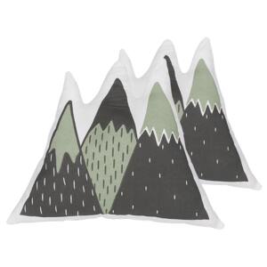 Set of 2 Kids Cushions Green and Black Fabric Mountains Shaped Pillow with Filling Soft Childrens' Toy Beliani