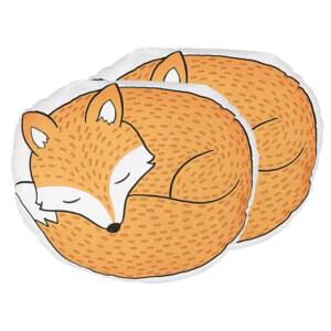 Set of 2 Kids Cushions Orange Fabric Fox Shaped Pillow with Filling Soft Children's Toy Beliani