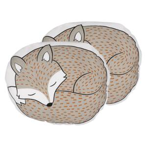 Set of 2 Kids Cushions Grey Fabric Fox Shaped Pillow with Filling Soft Childrens' Toy Beliani