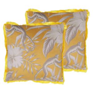 Set of 2 Decorative Cushions Animal Print Yellow 45 x 45 cm Modern Glamour Decor Accessories Beliani
