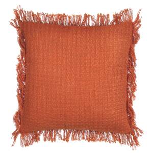 Scatter Cushion Orange Cotton 45 x 45 cm Pillow Case Textured Fringed Edges with Polyester Filling Beliani