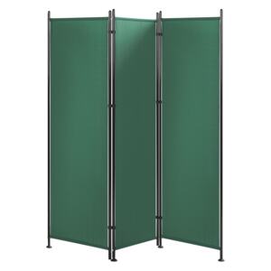 Room Divider Green Polyester Black Steel Frame 3 Panels Decorative Screen Partition Beliani