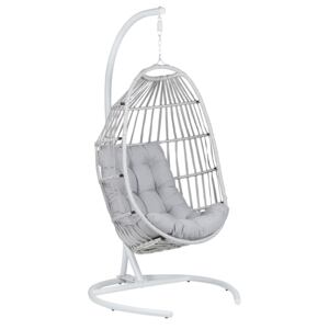 Hanging Chair PE Rattan Light Grey Outdoor Indoor Patio with a Stand Modern Swing Chair Beliani