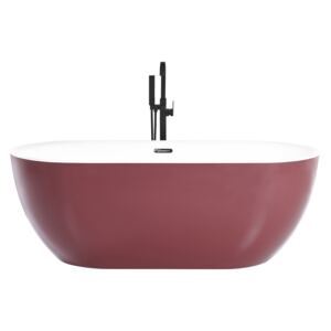Freestanding Bath Glossy Red Sanitary Acrylic Single 170 x 80 cm Oval Modern Design Beliani