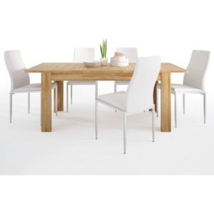 Cortina Extendable Dining Table with 4 White Chairs