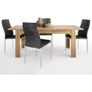 Cortina Extendable Dining Table with 6 Black Chairs