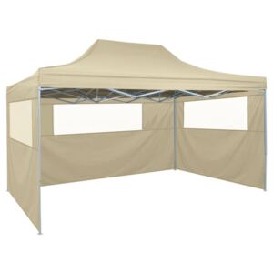 VidaXL Foldable Tent with 3 Walls 3x4.5 m Cream