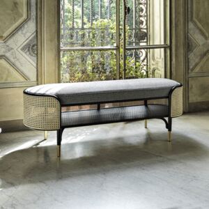 Mos Padded bench - / L 136 cm - Caning & wood by Wiener GTV Design Grey/Black/Beige