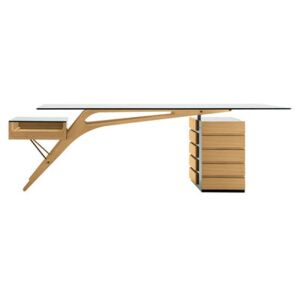 Cavour Desk - Wood & Glass - 247 x 90 cm by Zanotta Black/Natural wood