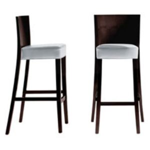 Neoz Bar chair - H 75 cm -Fabric padded seat & mahogany by Driade Natural wood