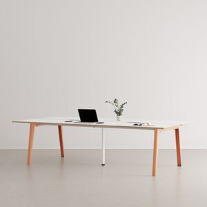 New Modern open space desk - / 4-seat XL - 280 x 140 cm / Laminate & white central base by TIPTOE Pink