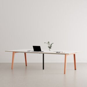 New Modern open space desk - / 4-seat XL - 280 x 140 cm / Laminate & black central leg by TIPTOE Pink