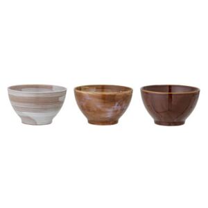 Lotus Bowl - / Set of 3 - Ø 13.5 x H 7.5 / Stoneware by Bloomingville Brown