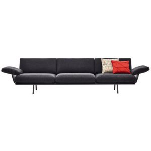 Zinta Lounge Straight sofa - 3 seats - L 270 cm / Armrests by Arper Grey/Black