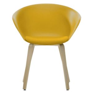 Duna 02 Armchair - Wood legs - Seat cushion by Arper Yellow/Natural wood