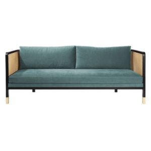 Cannage Straight sofa - / L 210 cm - Fabric by RED Edition Blue/Beige/Natural wood