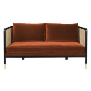 Cannage Straight sofa - / L 160 cm - Velvet by RED Edition Orange/Beige/Natural wood