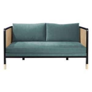 Cannage Straight sofa - / L 160 cm - Fabric by RED Edition Blue/Beige/Natural wood