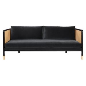 Cannage Straight sofa - / L 210 cm - Velvet by RED Edition Grey/Beige/Natural wood