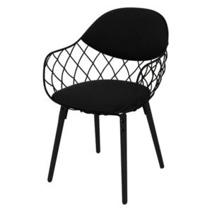 Pina Padded armchair - Fabric / Metal & wood legs by Magis Black