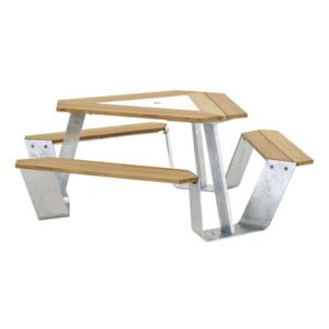 Anker Table & seats set - Ø 216 cm by Extremis Natural wood/Metal