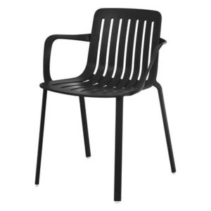 Plato Stackable armchair - / Aluminium by Magis Black