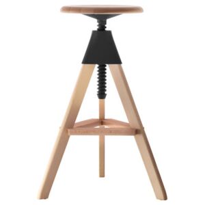 Tom Adjustable bar stool - Pivoting - Wood & plastic by Magis Black/Natural wood