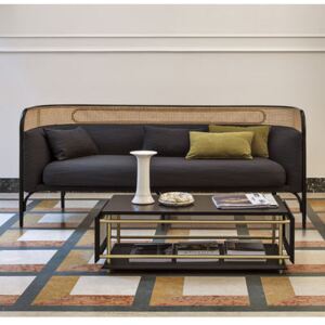 Targa Straight sofa - / L 160 cm - Caning & fabric by Wiener GTV Design Grey/Black